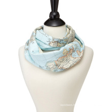 Silk Custom Print Scarves Made in China World Map Scarf